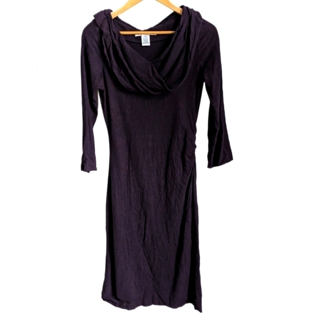 DIANE VON FURSTENBERG Maroon Burgundy Shawl Collar Wool Midi Dress Size 10